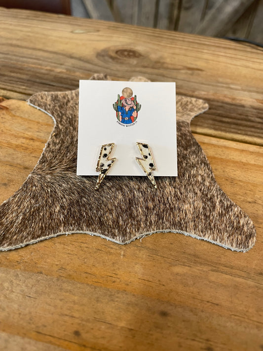Cowhide Lightning Earrings