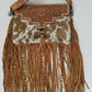 Tan Dixie Cowhide Crossbody Western Tooled Leather Fringe Purse
