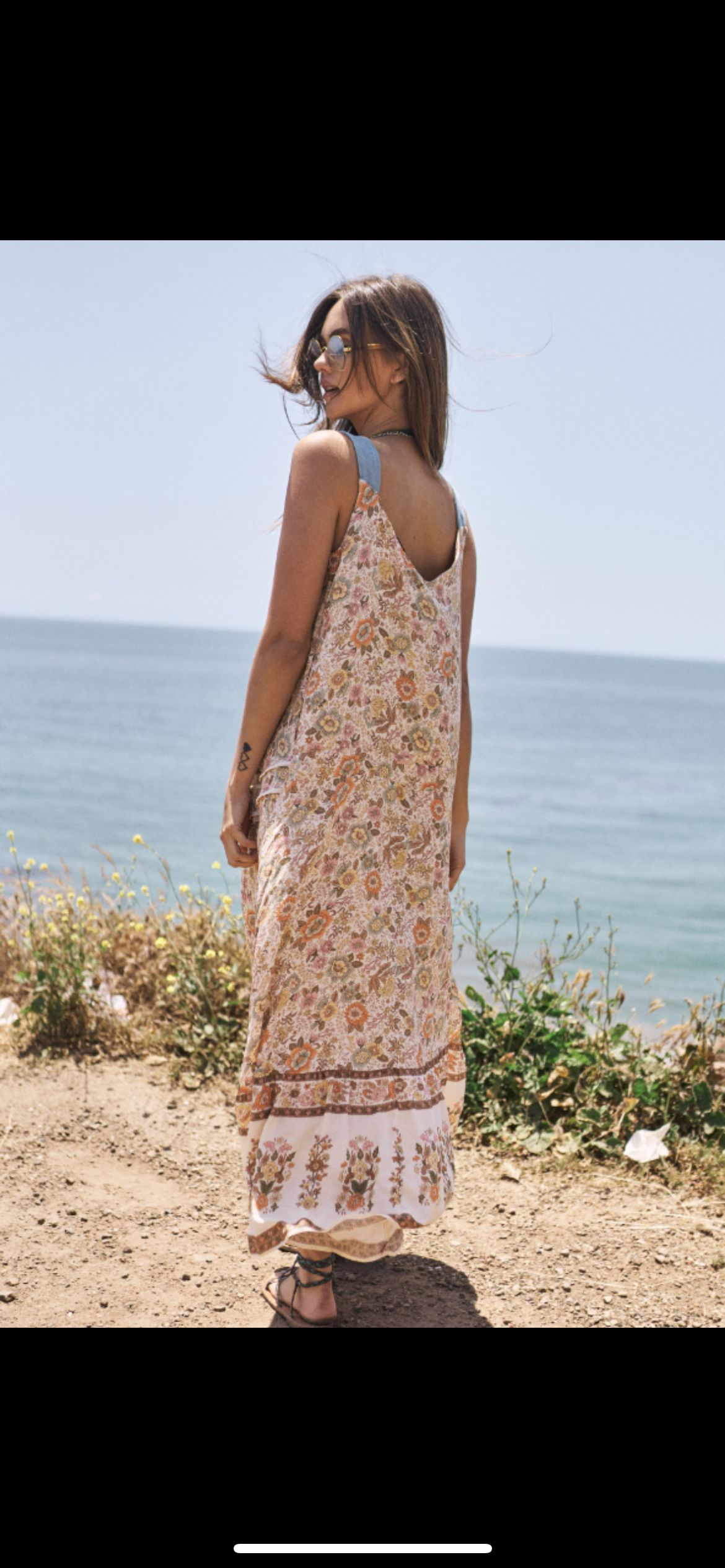 Floral Border Print Maxi Dress