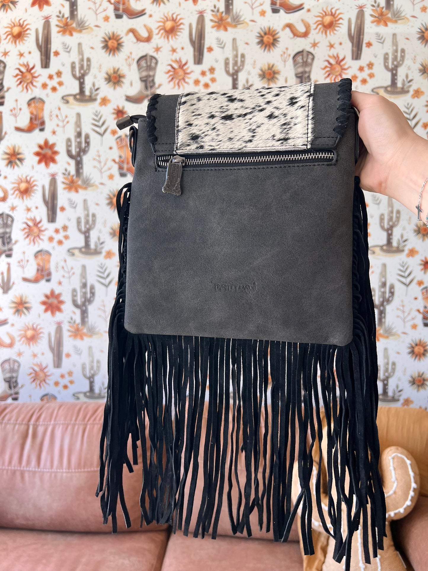 Trinity Ranch Fringe Cowhide Crossbody