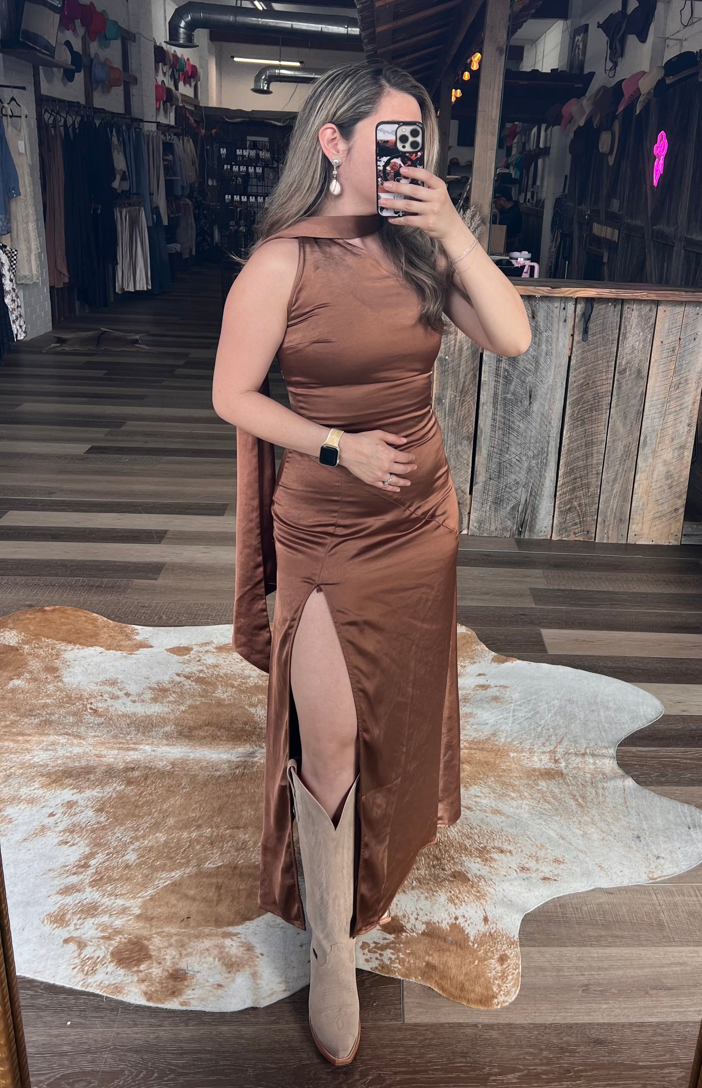 Caramel Canyon Satin Gown
