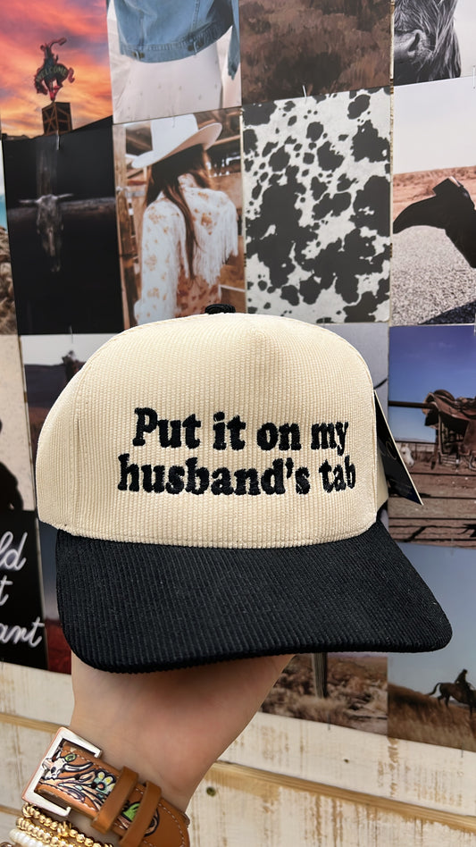 Put it On My Husbands Tab Corduroy Cap