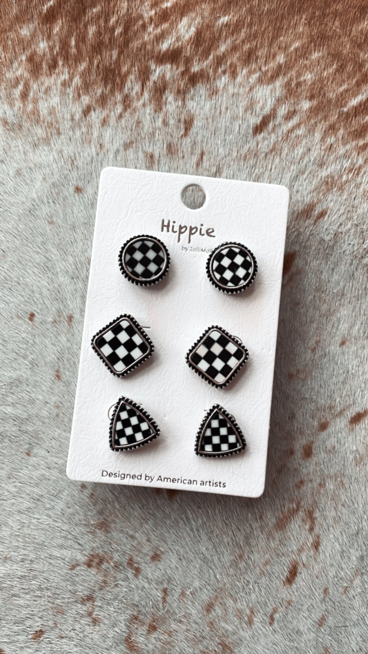 Checkered Earring Set