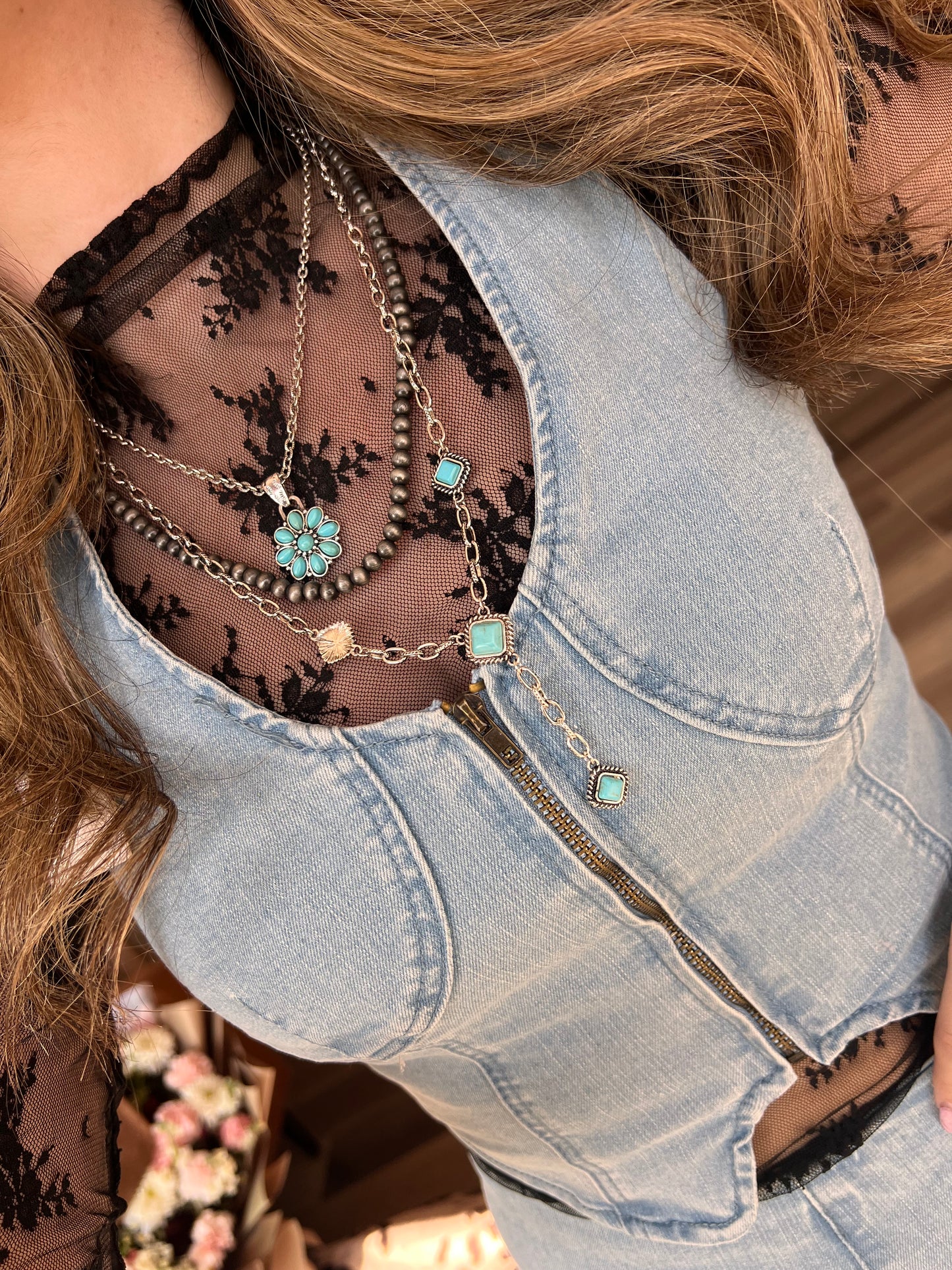 Denim Dreamer Zip Up V Vest