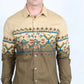 Men's Platini Modern Fit Panoramic Aztec Print Long Sleeve Shirt - White