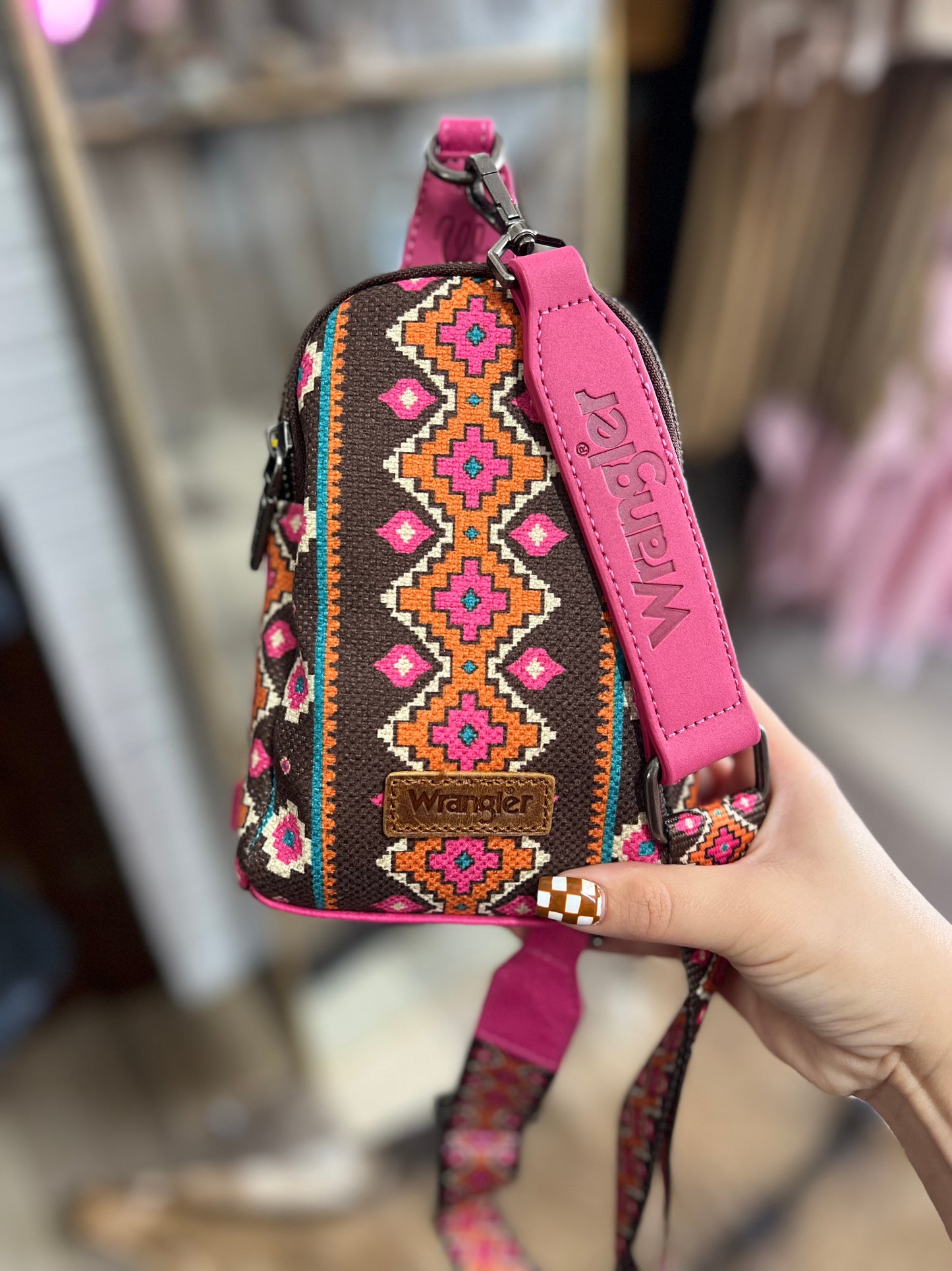 Wrangler Hot Pink Aztec Sling Crossbody Bag 💕