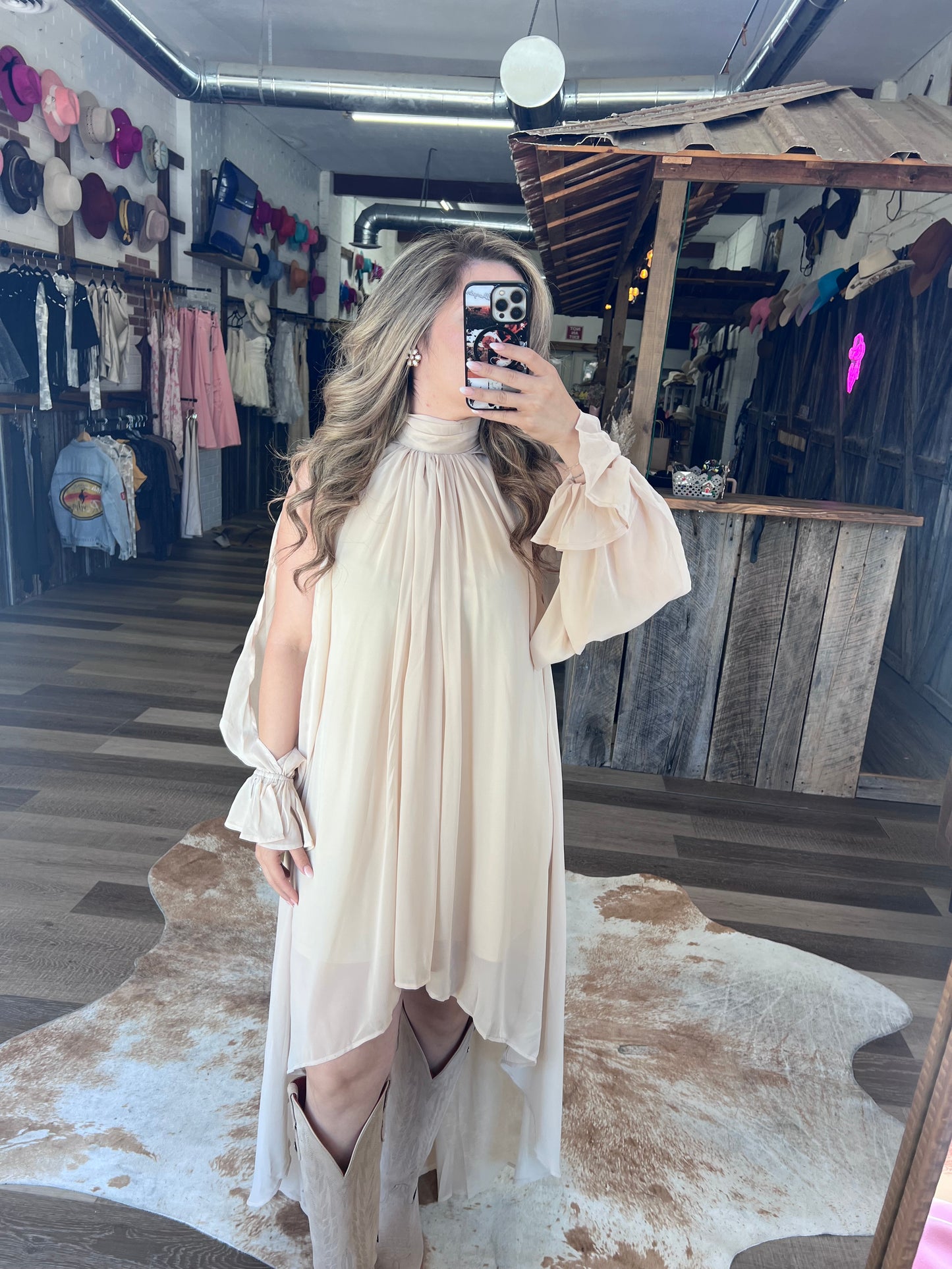 Western Romance Halter Dress