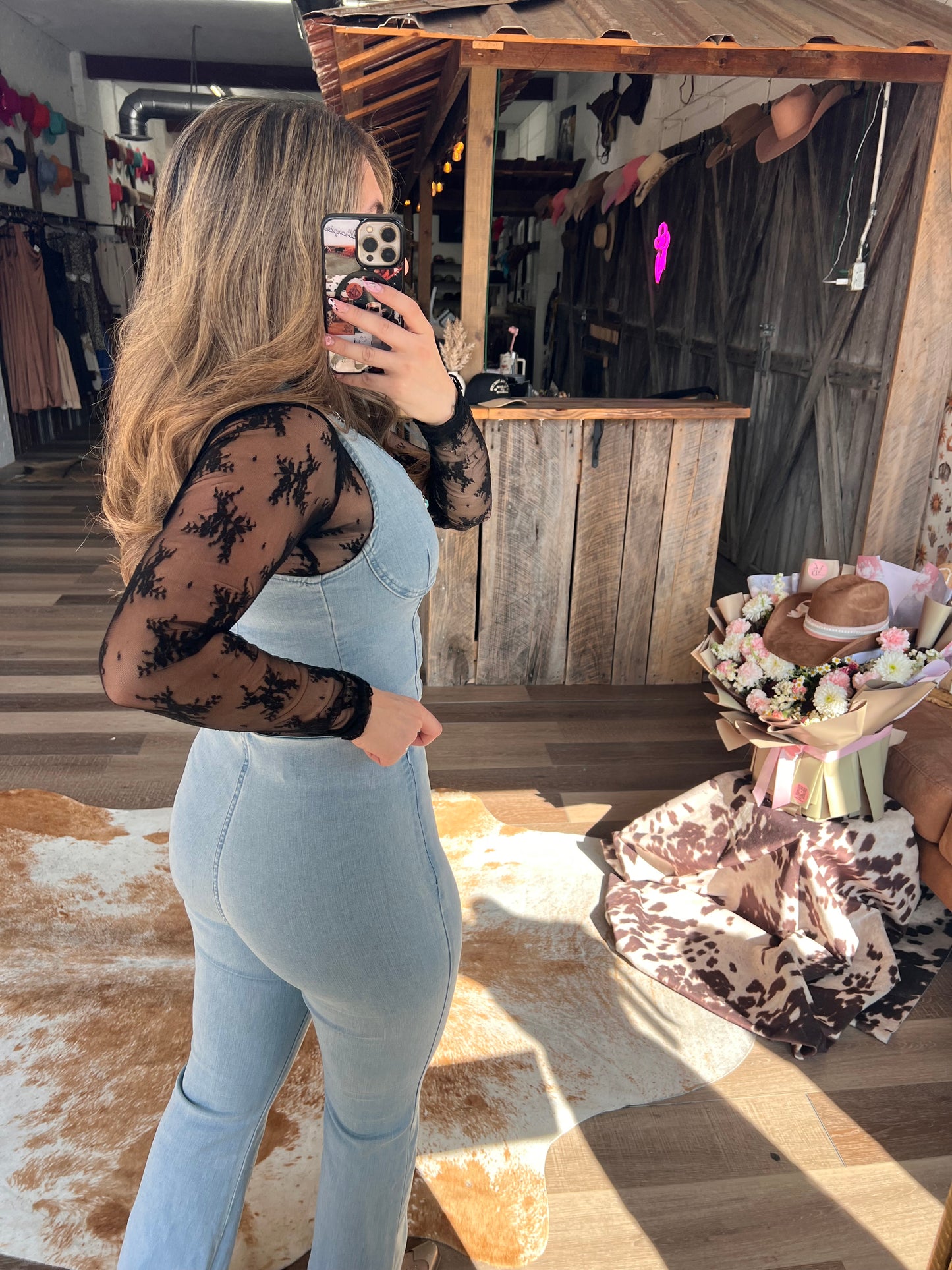 Denim Boot Cut Slit Hem Jeans