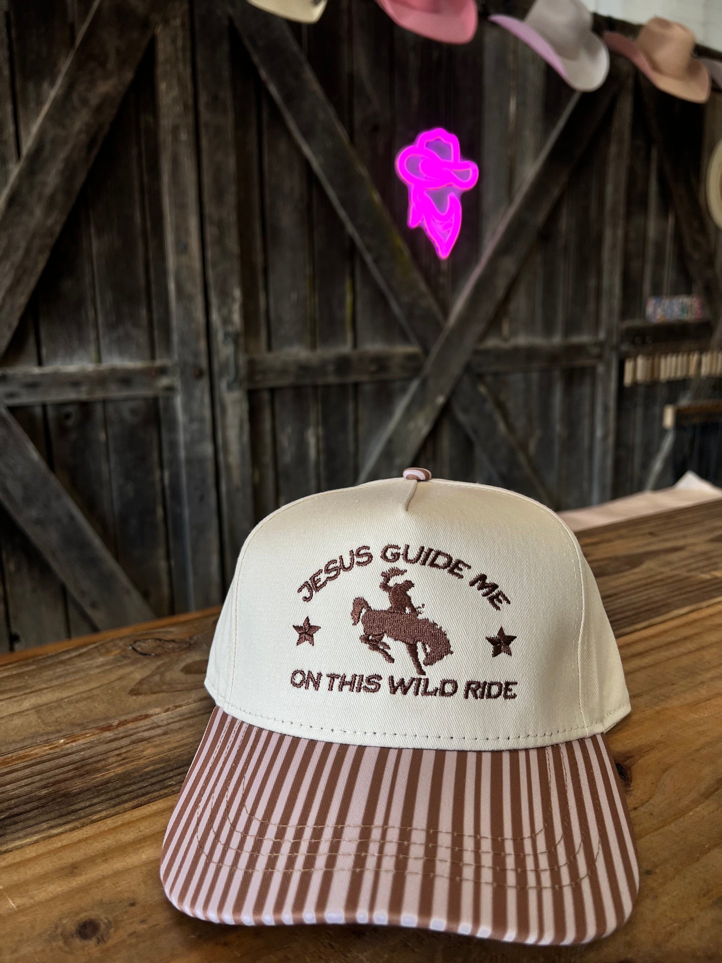 Jesus Guide Me On This Wild Ride Striped Hat