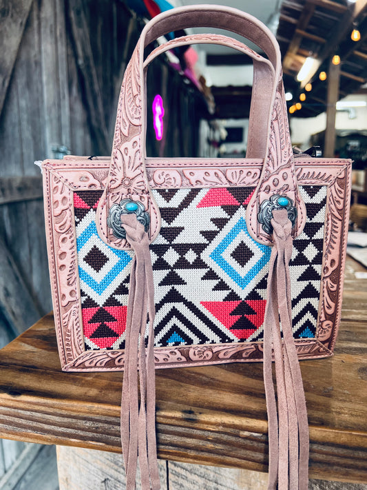 Mini Aztec Tapestry Tote/Crossbody Bag