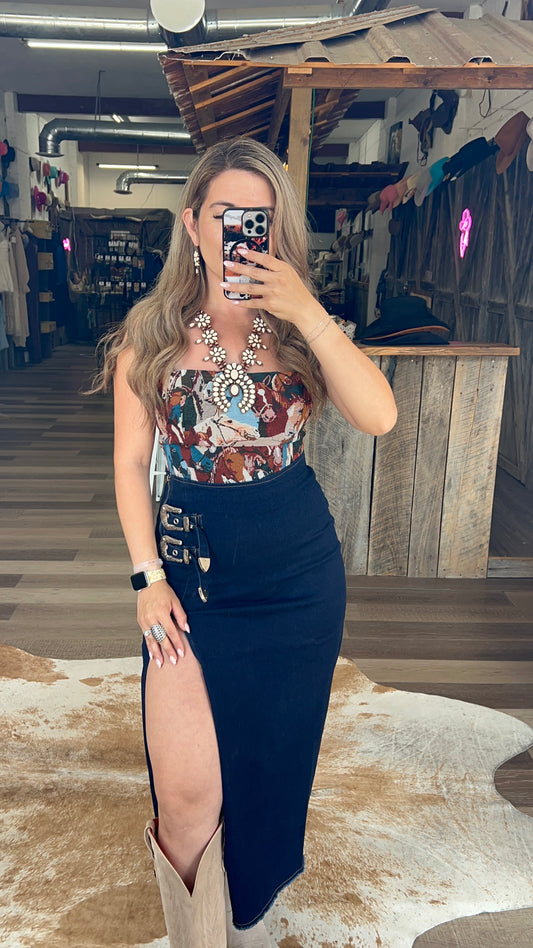 Buckle Up Denim Skirt