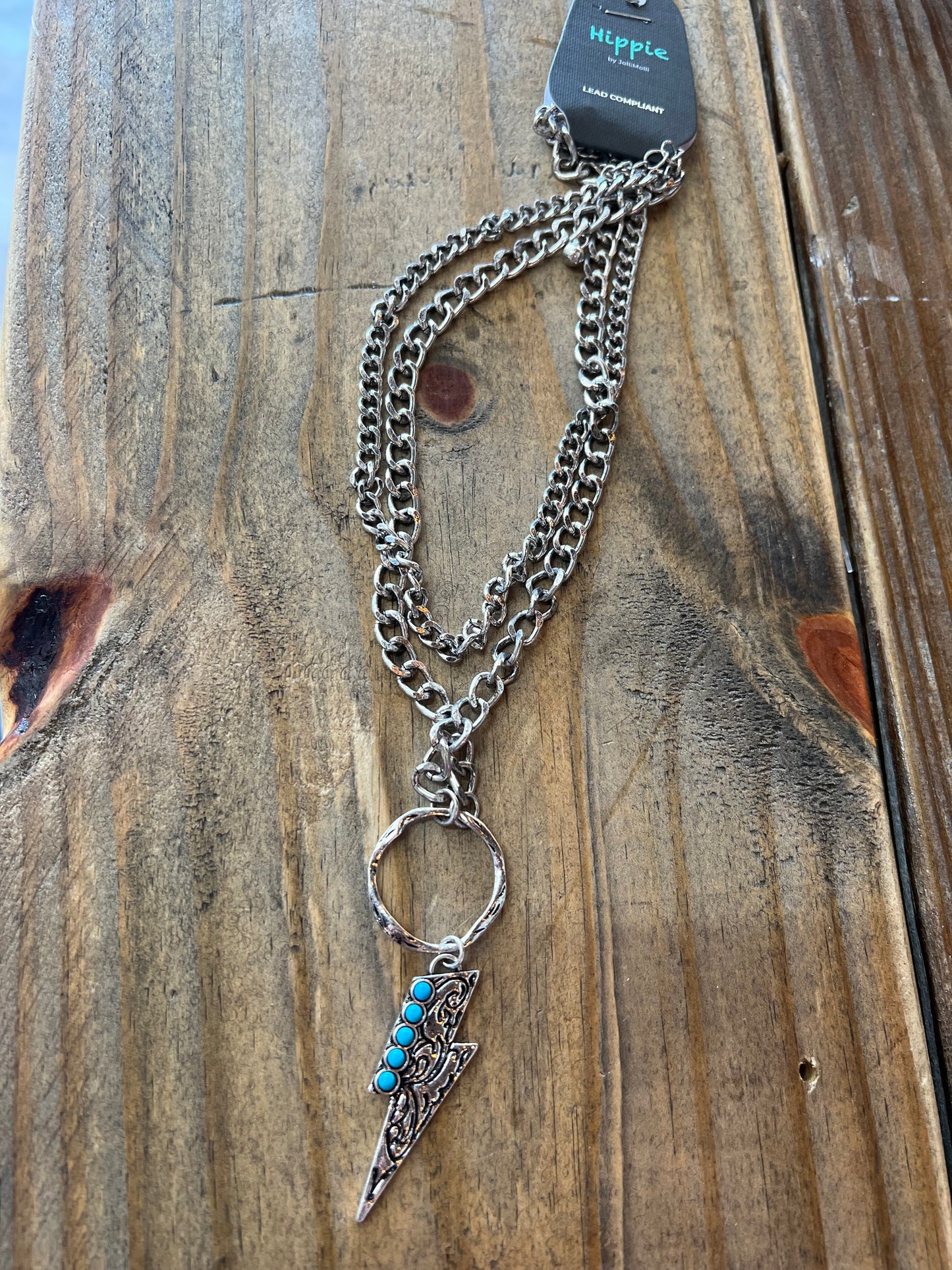 BOLT SILVER & TURQUOISE CHAIN NECKLACE