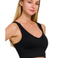 Black Ribbed Cropped Padded Bra Tank Top