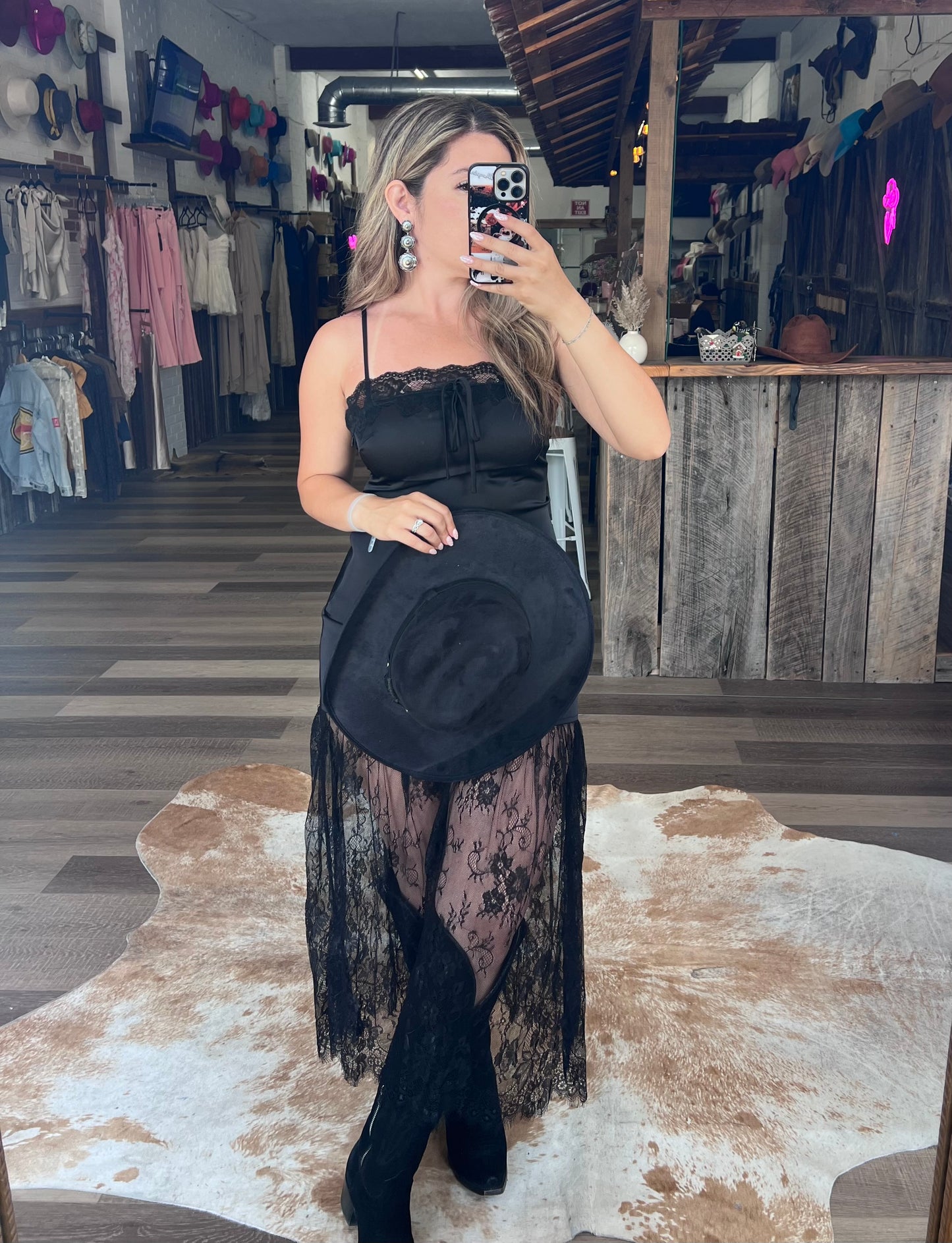 Lace in Moonlight Satin Dress