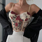 Ladies Sexy Rose Embroidery See Sheer Corset