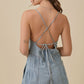 Denim Strap Tie with Ribbon Bow Detailing