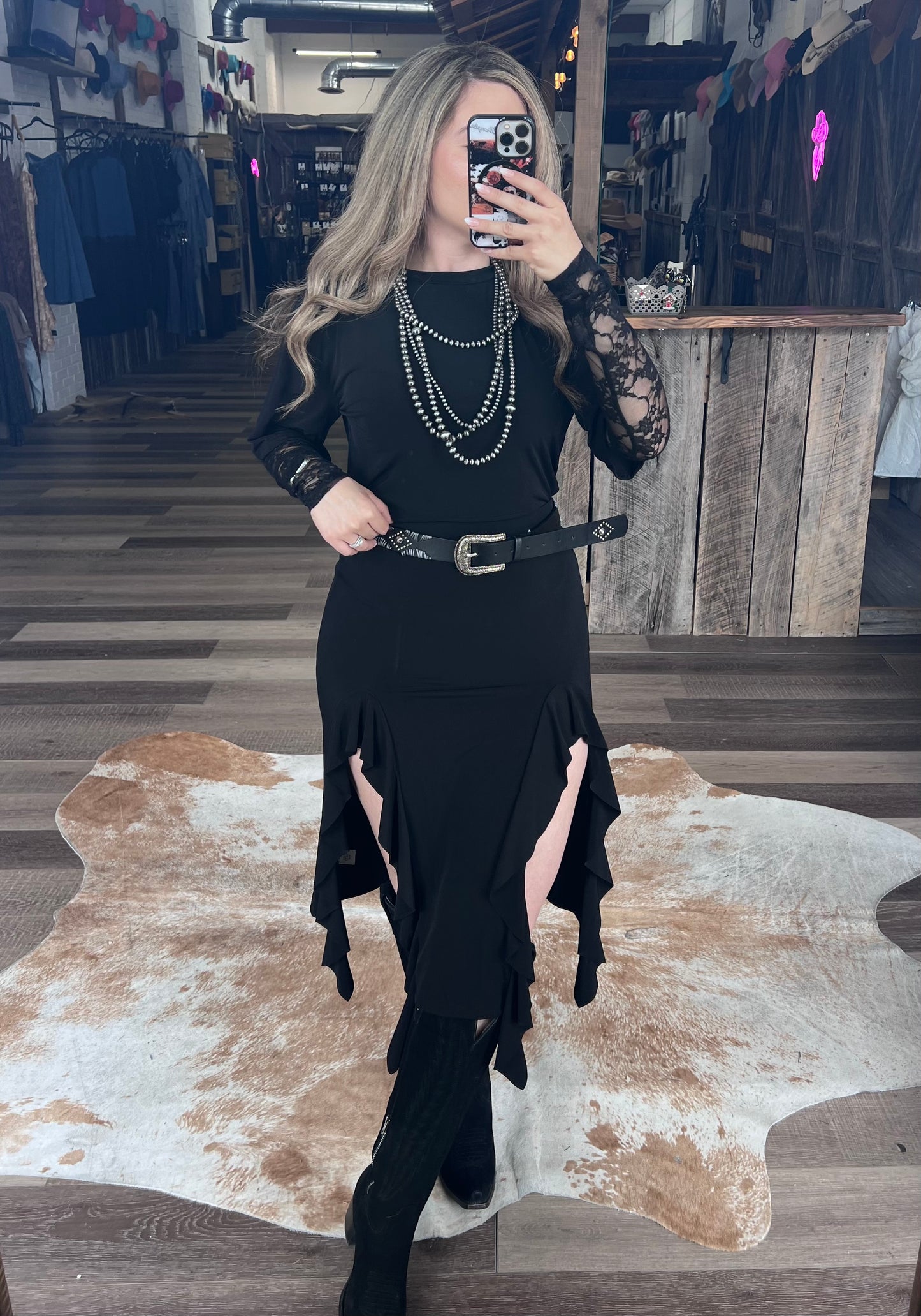 Eclipse Slit Ruffled Skirt