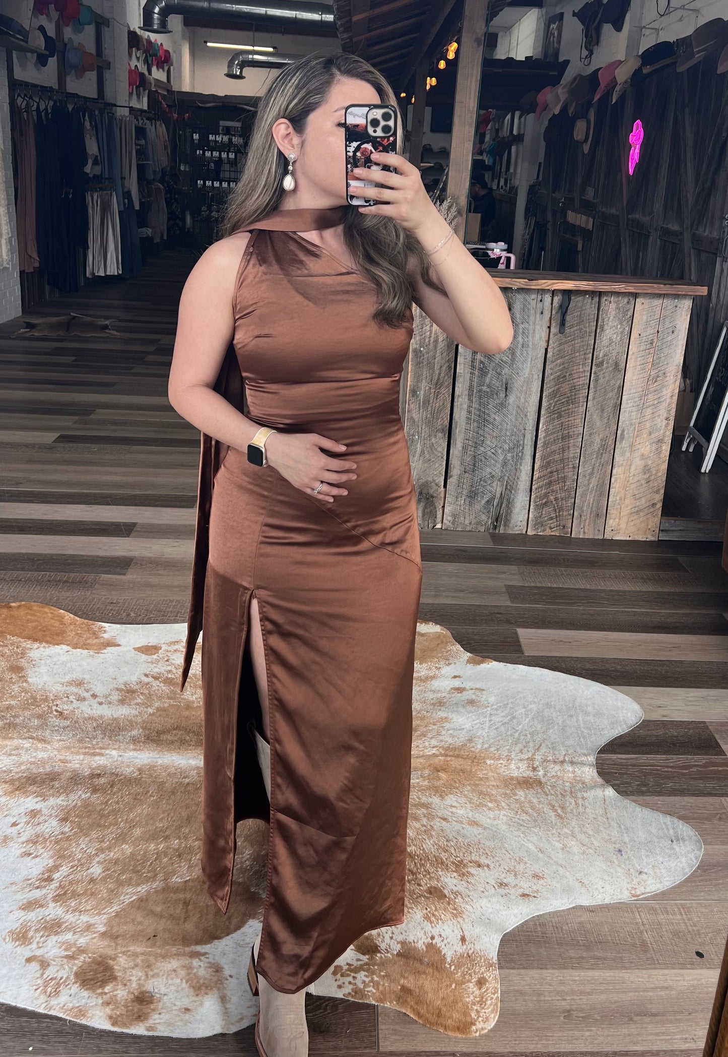 Caramel Canyon Satin Gown