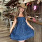 Strap Button Up Denim Dress