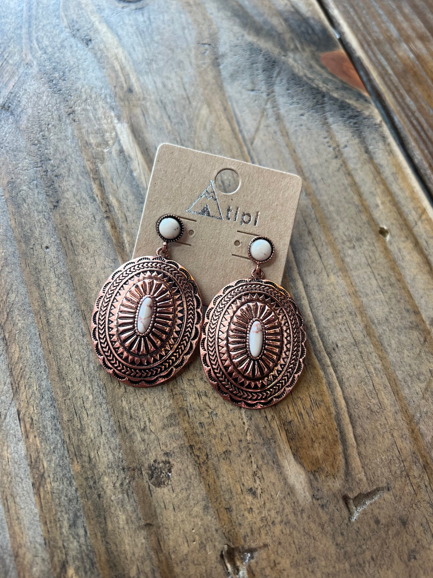 Copper Stoned Earrings ✨