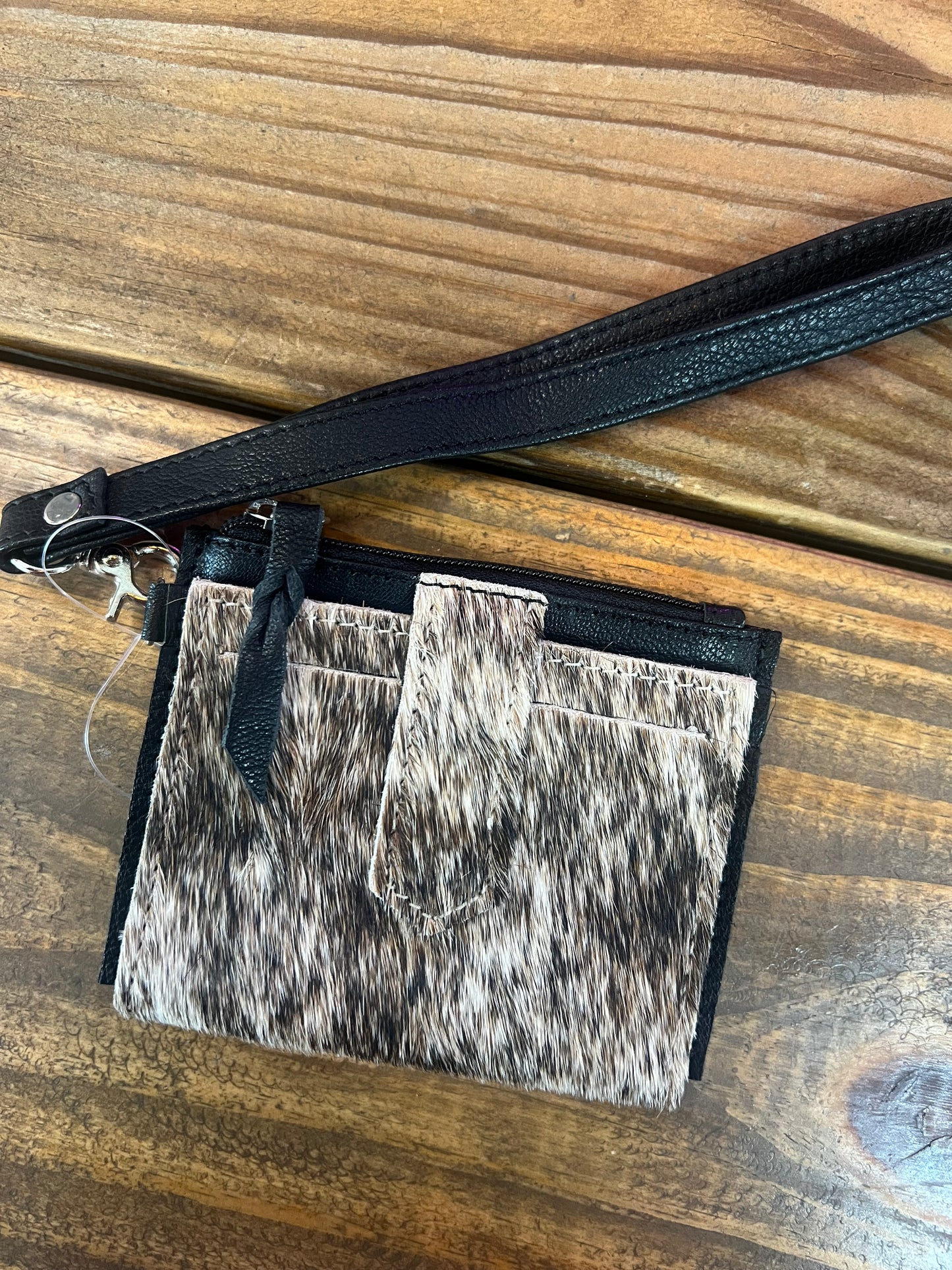 Western Cowhide Leather Wristlet Wallet