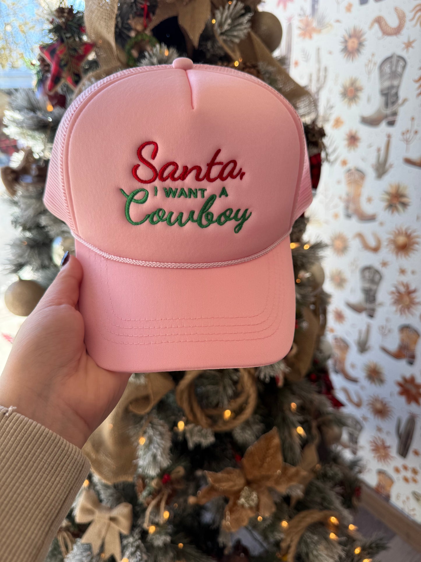 Santa I Want A Cowboy Trucker Hat