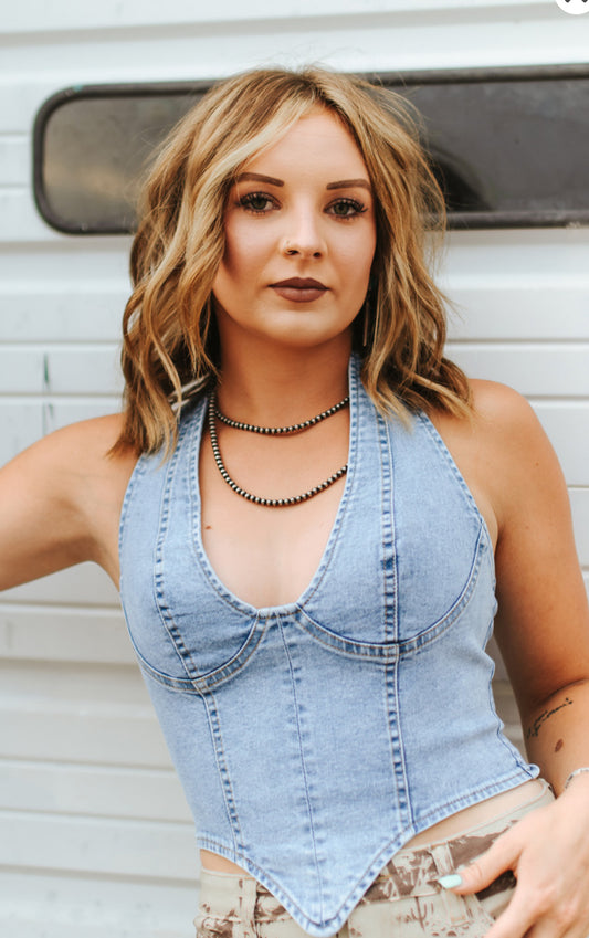 Halter Denim Corset