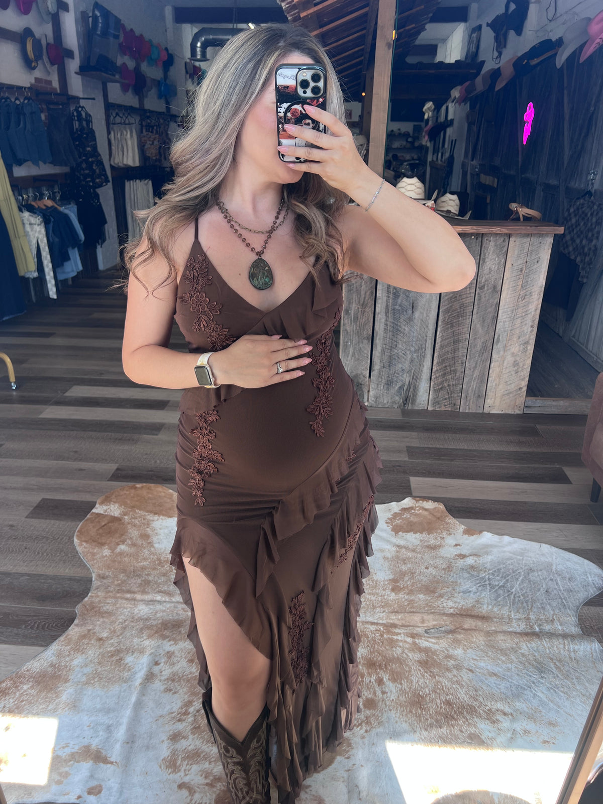 The Mocha Ruffle Dress
