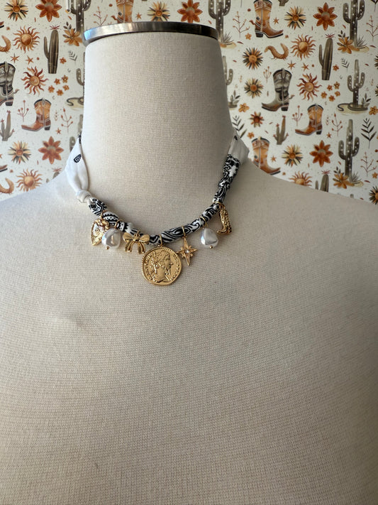 White & Black Bandana Necklace