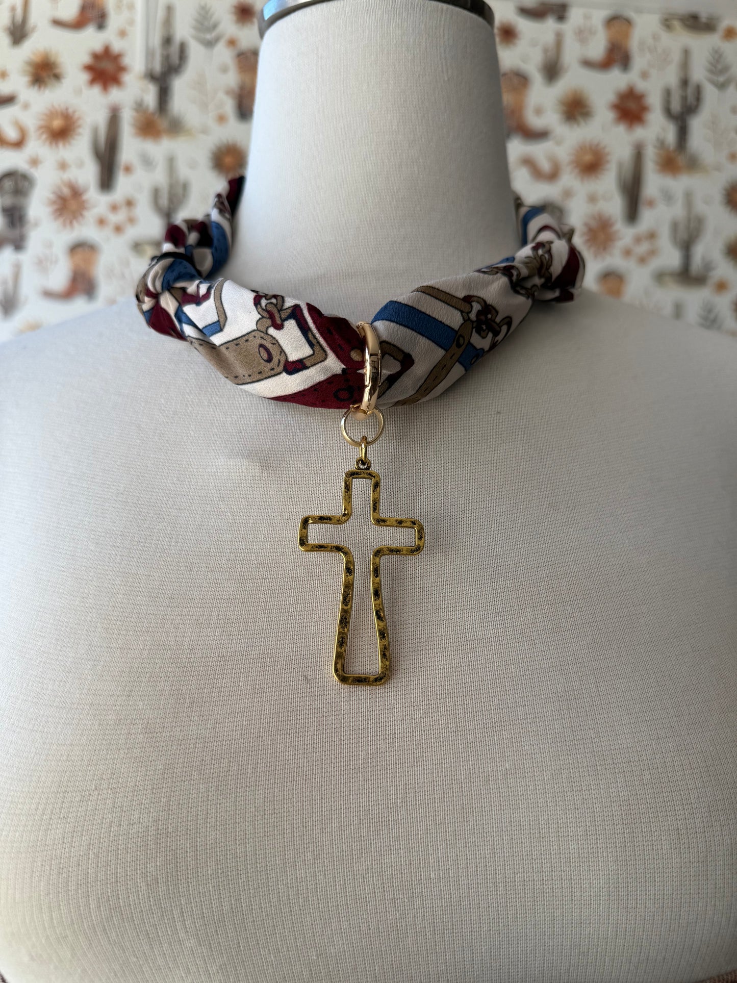 Chunky Cross Bandana Necklace