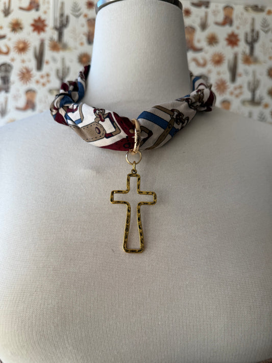 Chunky Cross Bandana Necklace