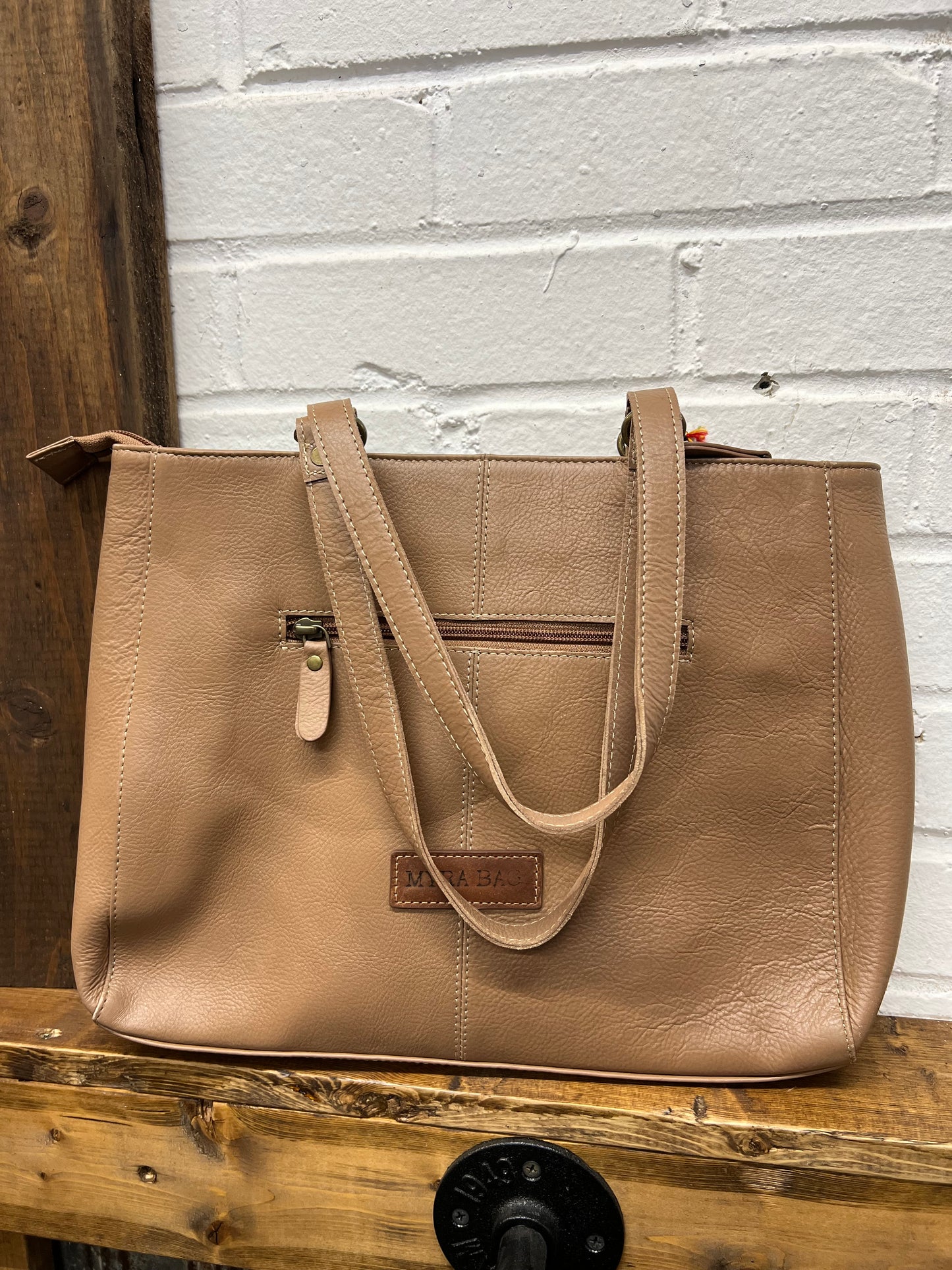 Tan & Turquoise Club Hand Tooled Bag