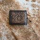 Dark Brown Floral Leather Wallet