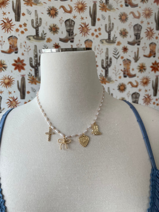 Pretty In Pearls Charm Necklace
