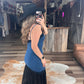 The Denim Maxi Mesh Lace Dress
