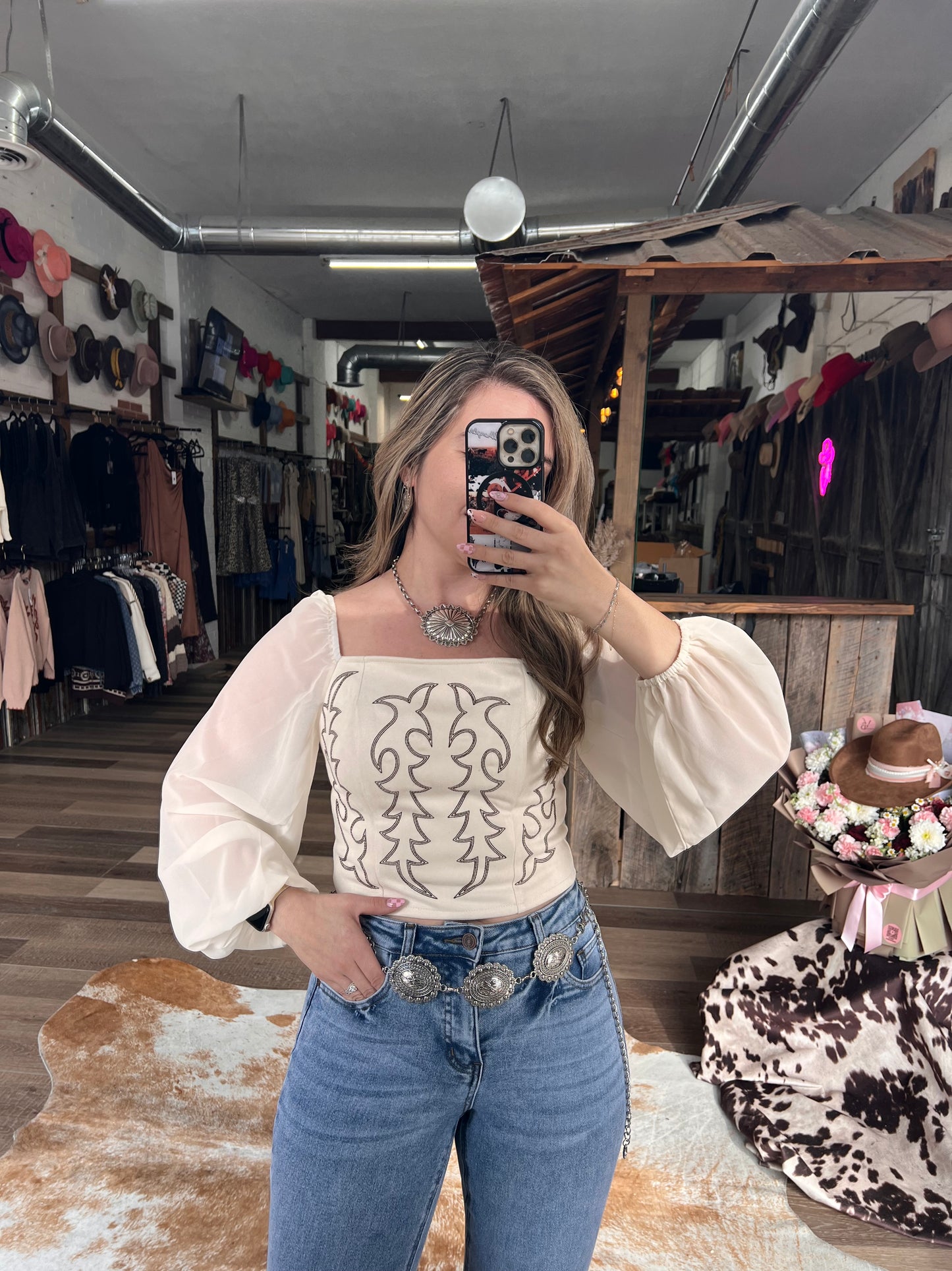 Heavenly Boot Stitch Long Sleeve Elastic Top