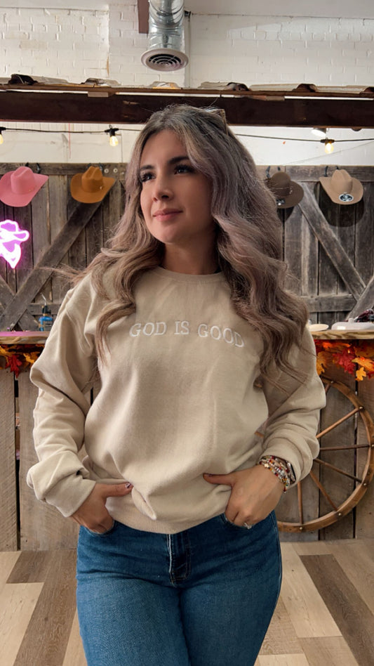 God is Good Embroidered Sweatshirt