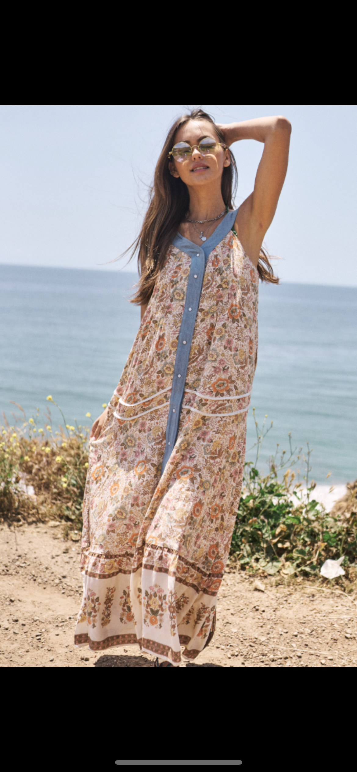 Floral Border Print Maxi Dress