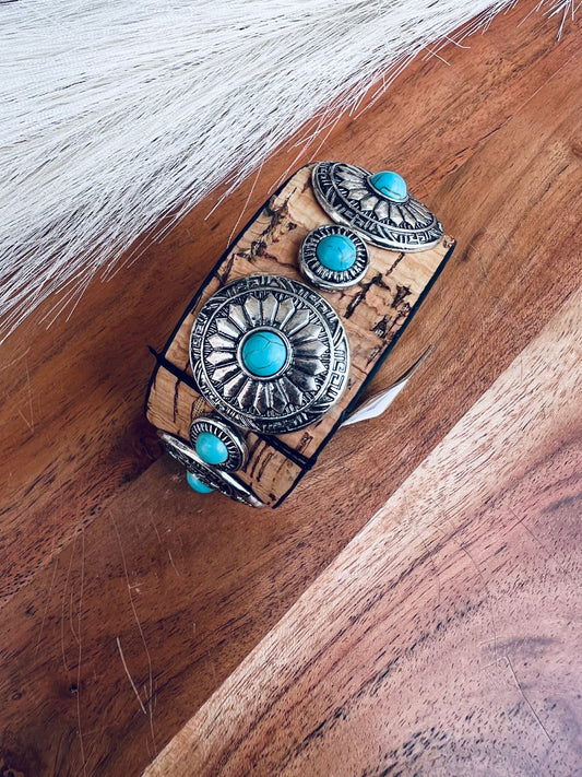 Boho Silver & Turquoise Cuff Bracelet