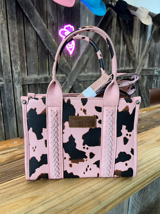 Wrangler Pink Cow Print Concealed Carry Tote/Crossbody