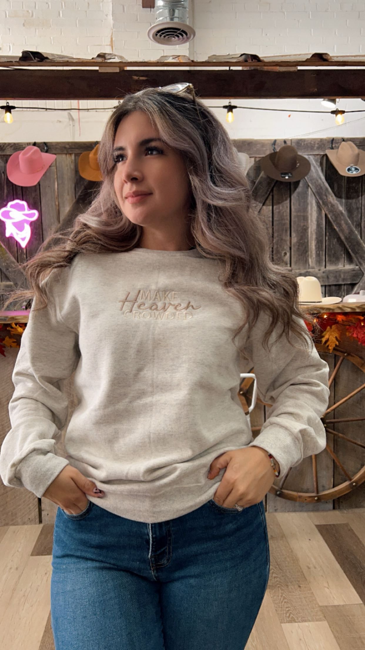 Make Heaven Crowded Embroidered Sweatshirt