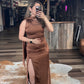 Caramel Canyon Satin Gown