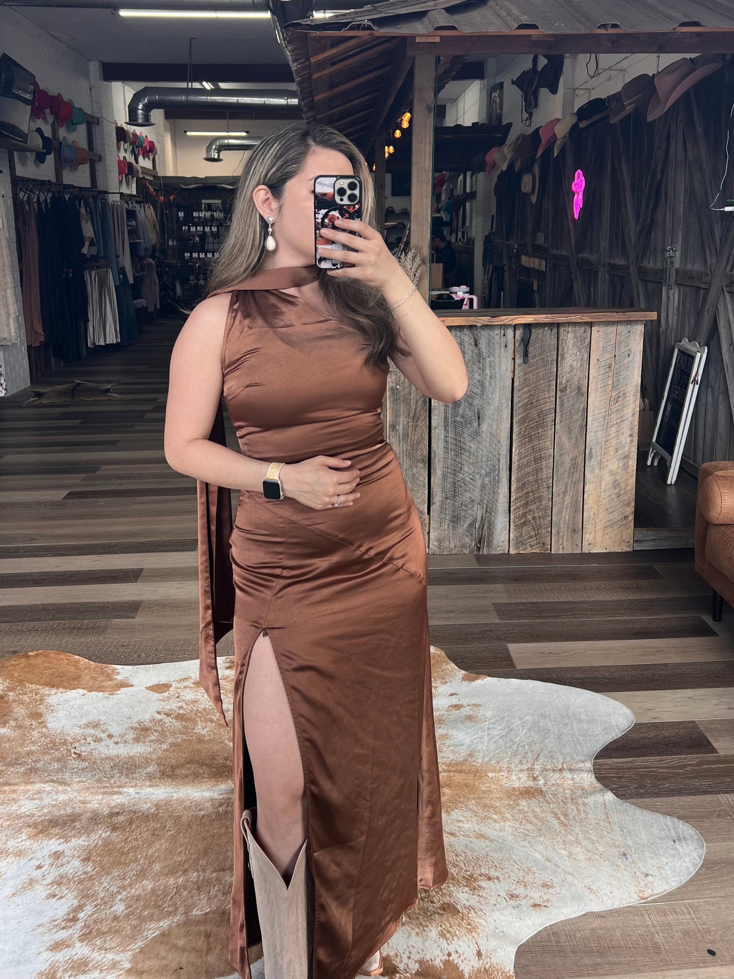 Caramel Canyon Satin Gown