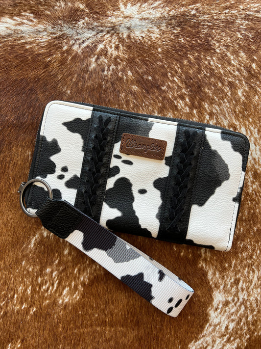 Wrangler Cow Print Wallet-Black