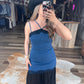 The Denim Maxi Mesh Lace Dress
