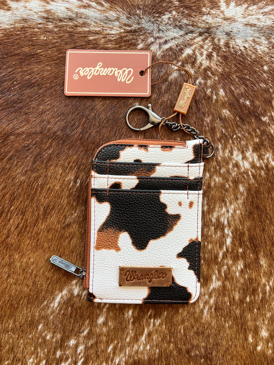 Wrangler Cow Print Mini Zip Card Case