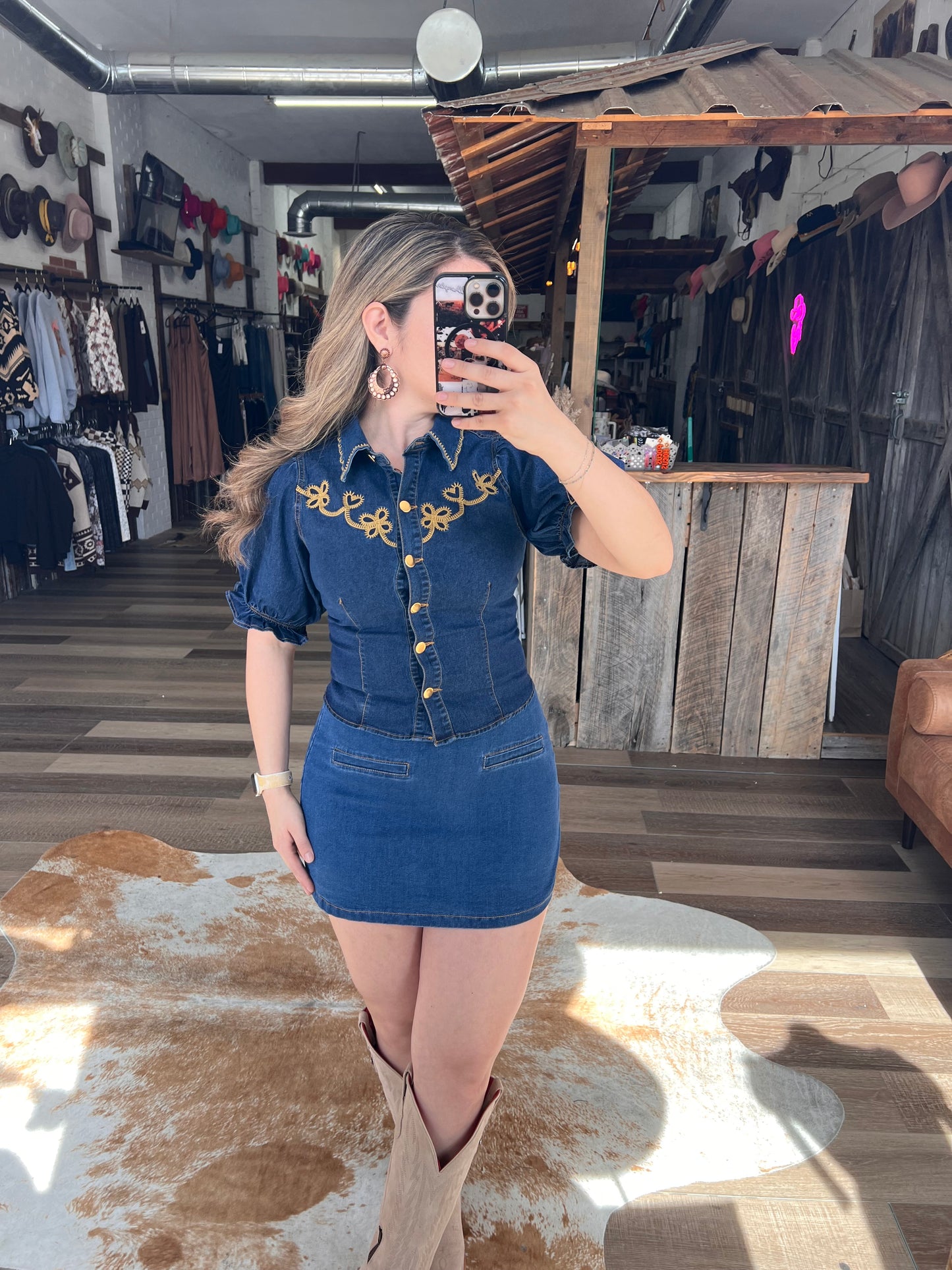 The Embroidered Denim Blouse