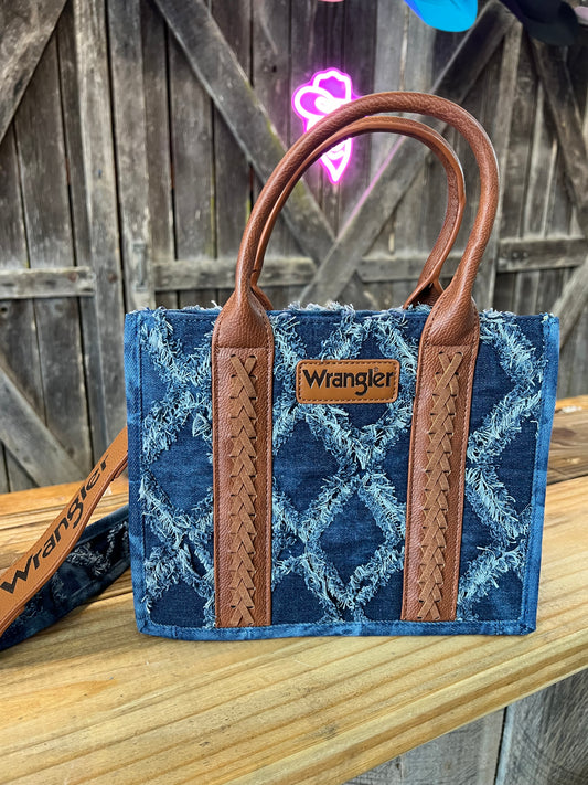 Wrangler Denim Frayed Tote Bag