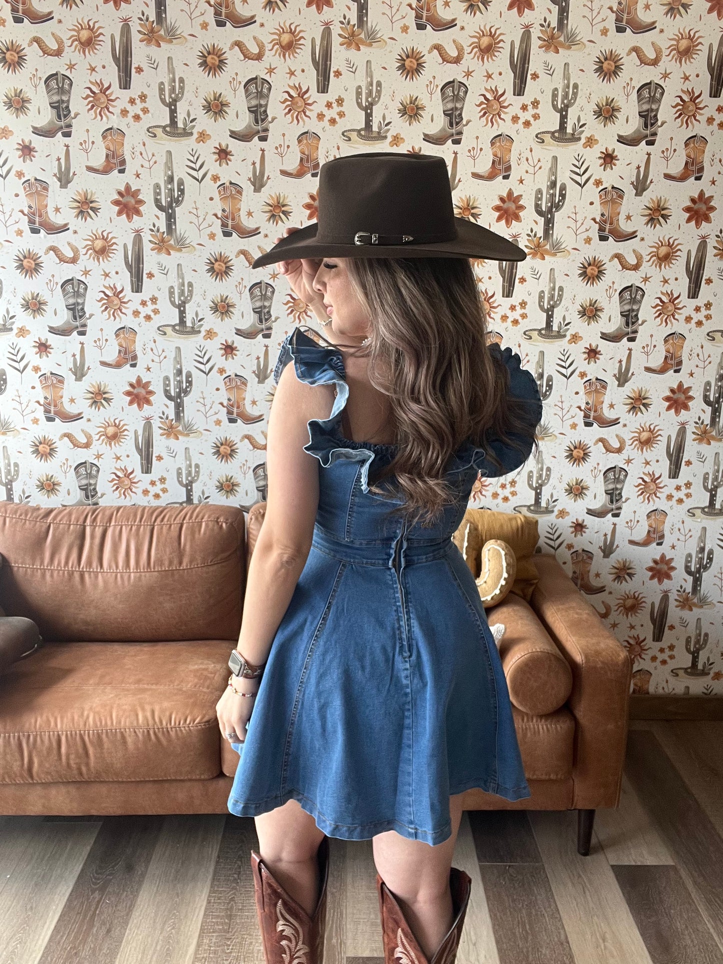 Denim Ruffled Dress