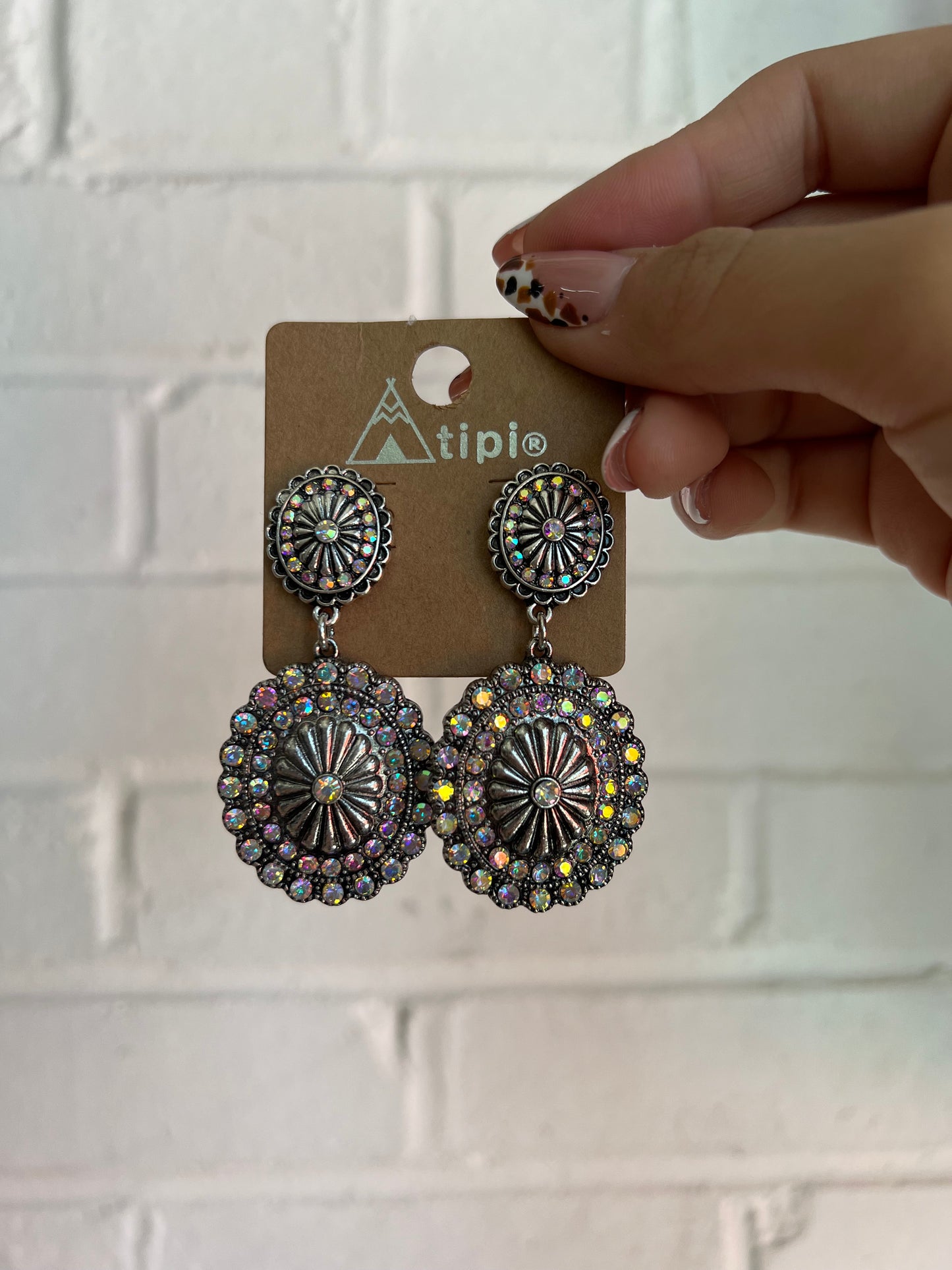 Concho Rhinestone Dangle Earrings